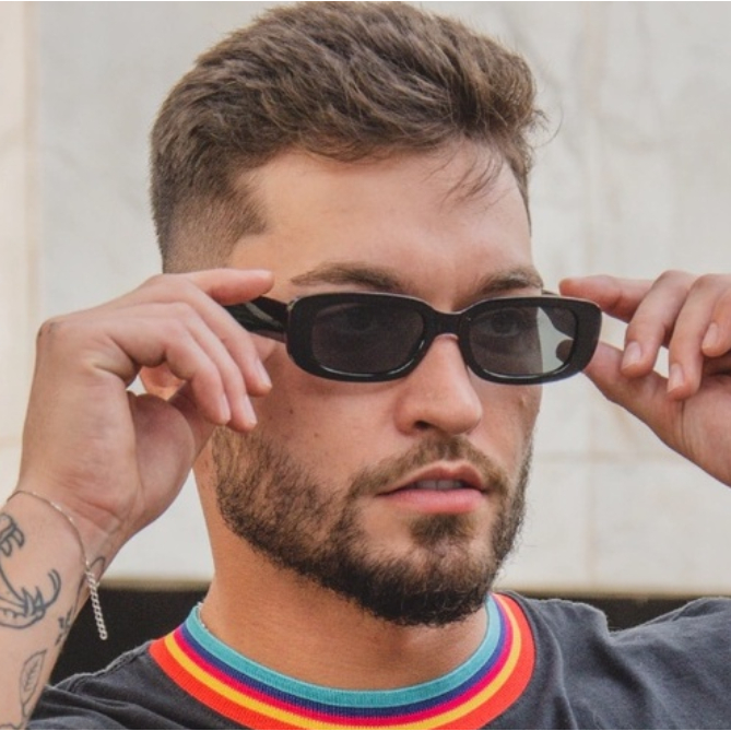 Óculos De Sol Masculino Com Armação Preta E Palma/Hip-hop/Tendência/Marca  De Alta Qualidade/Face-lift