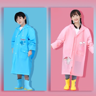 Capa de chuva infantil menino menina com capuz e bolsos PVC
