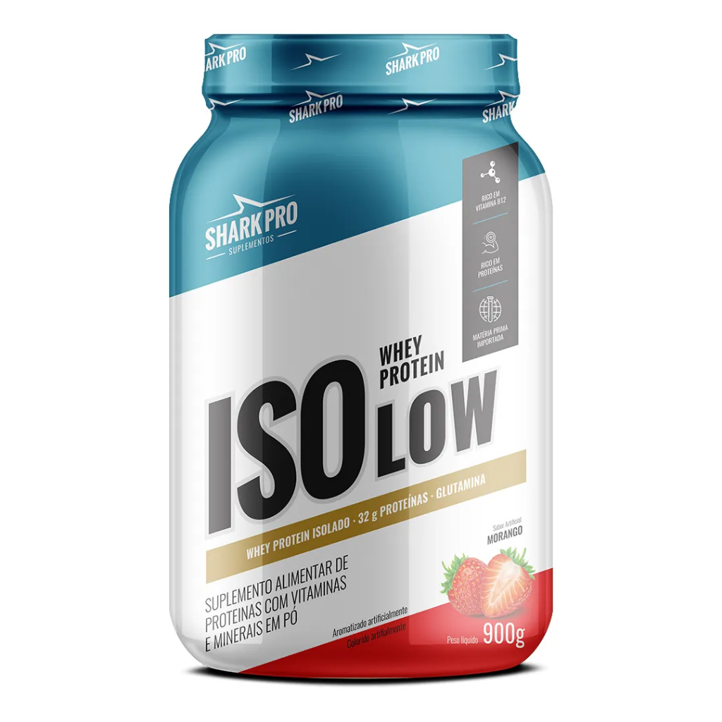 Iso Low Whey Protein Morango 900g Whey Isolado Shark Pro