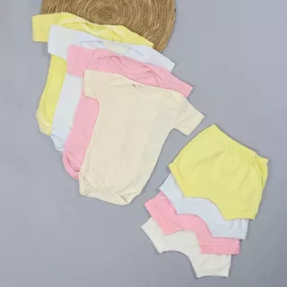 Kit 4 Peças Bebê Verão - Body e Short 100% algodão