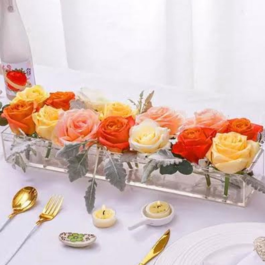 Vaso De Flores Decorativo Mesa Jantar Plantas Acrílico Médio