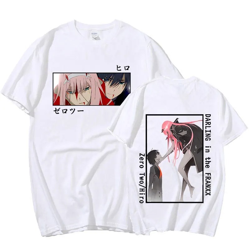 Camiseta Básica Unissex Darling In The Franxx Zero Two Hiro