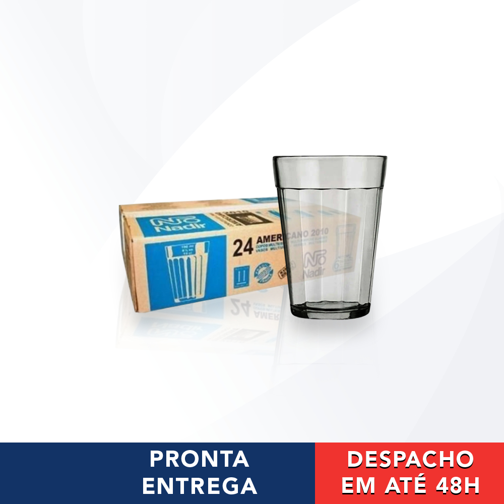 Conjunto 12 Copo Americano Clássico Vidro Café 300ml Nadir