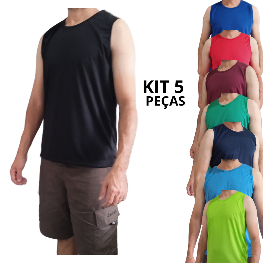 Kit 5 Camiseta Regata Masculina Academia Camisa