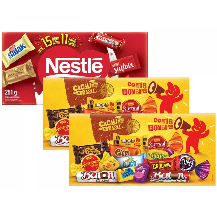 Kit Caixa de Bombom Garoto Garotices Sortidos 250g - 2 Unidades + Caixa ...