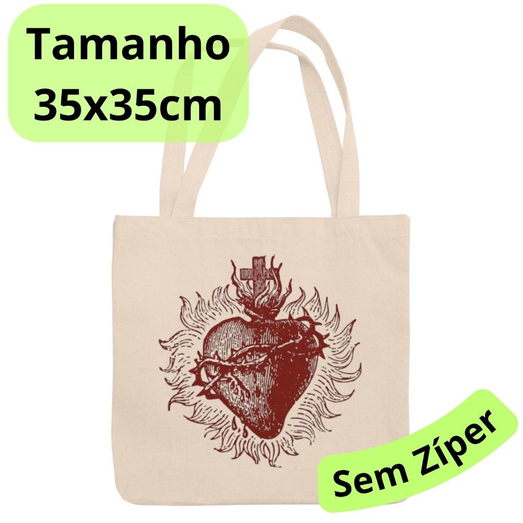Bolsa Sacola Ecobag Gospel Coração Sagrado Com ou Sem Zíper 100
