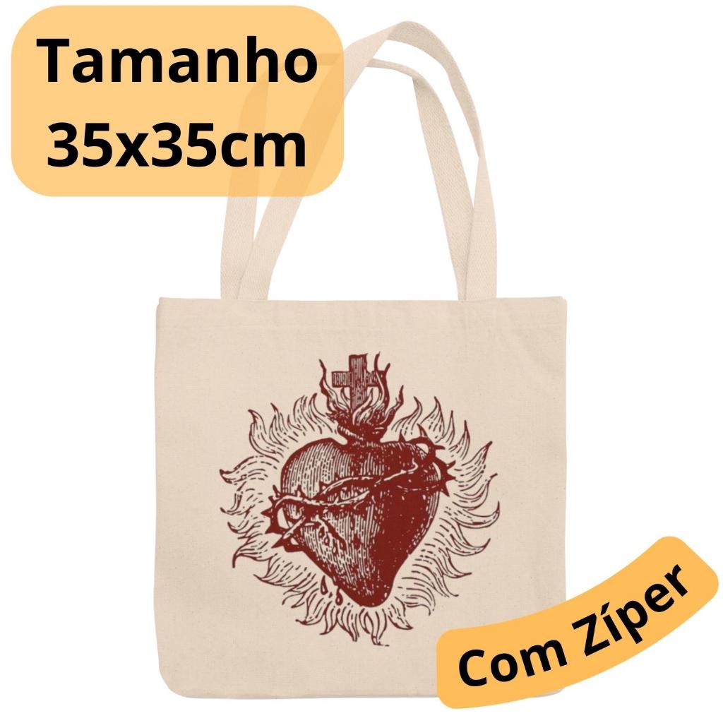 Bolsa Sacola Ecobag Gospel Coração Sagrado Com ou Sem Zíper 100