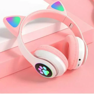 Fone Orelha De Gatinho Gato Bluetooth Com Led Headphone