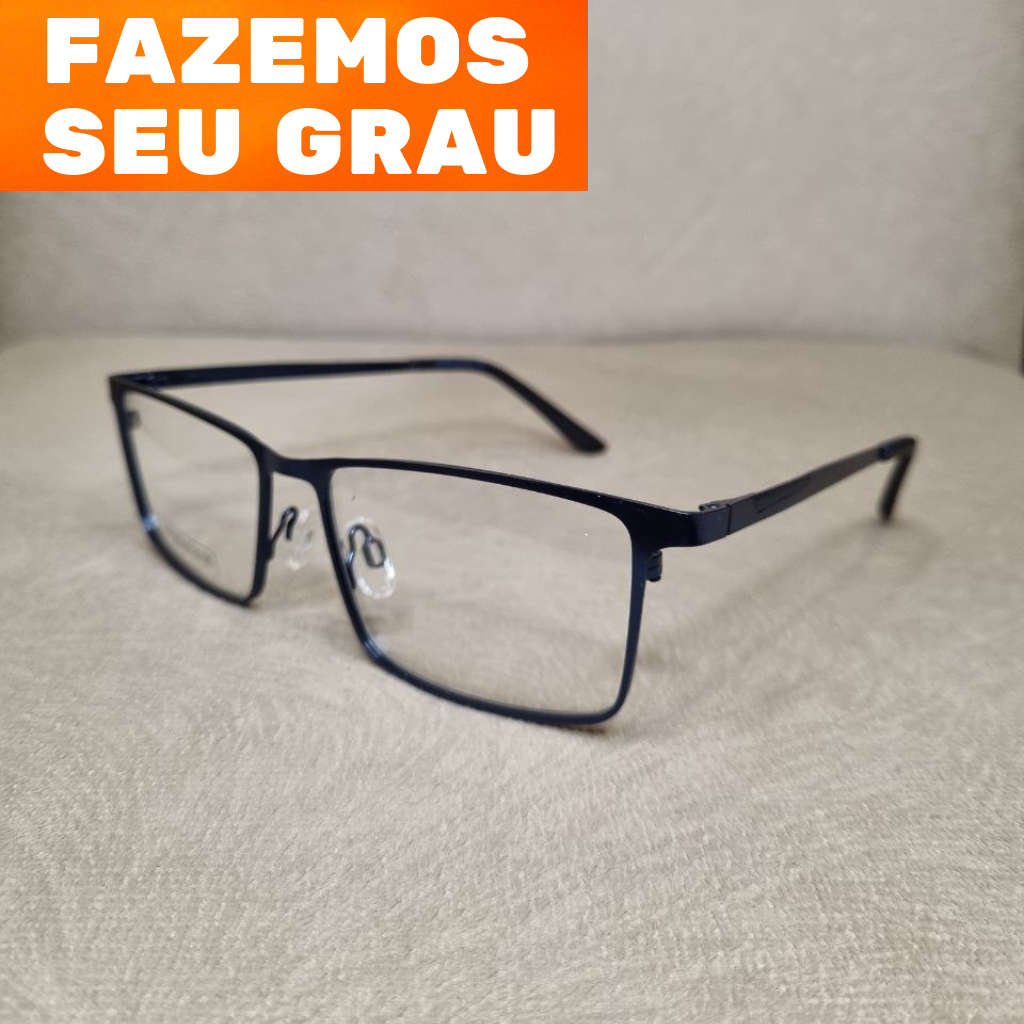 Armação Óculos masculino resistente Para grau metal armacao oculos de Estilosa masculina esportivo com parafuso mola de proteção para colocar grau miopia astigmatismo hipermetropia presbiopia vista cansada