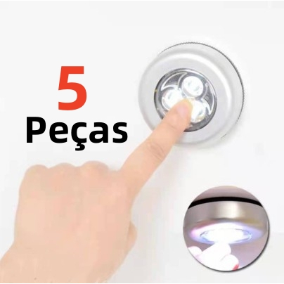 5 Unidade Leds Lâmpada Adesiva Sem Fio Touch De Pilha De Segurança Portátil Para Armário Casa