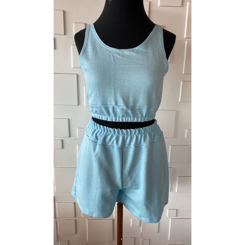 Conjunto Cropped+bermuda Top Promoção Moda Verão 2023-2024 Moda Academia/treino/sports