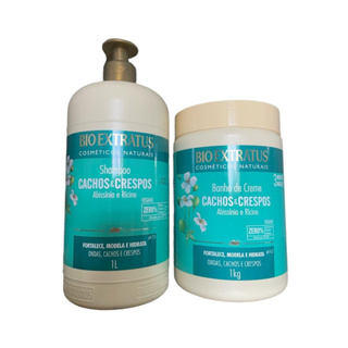 Kit 1 Shampoo 1 Banho creme Cachos Crespos Limpeza suave 1 KG