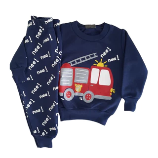 Conjunto bebe masculino moletom estampa bombeiro P-M-G