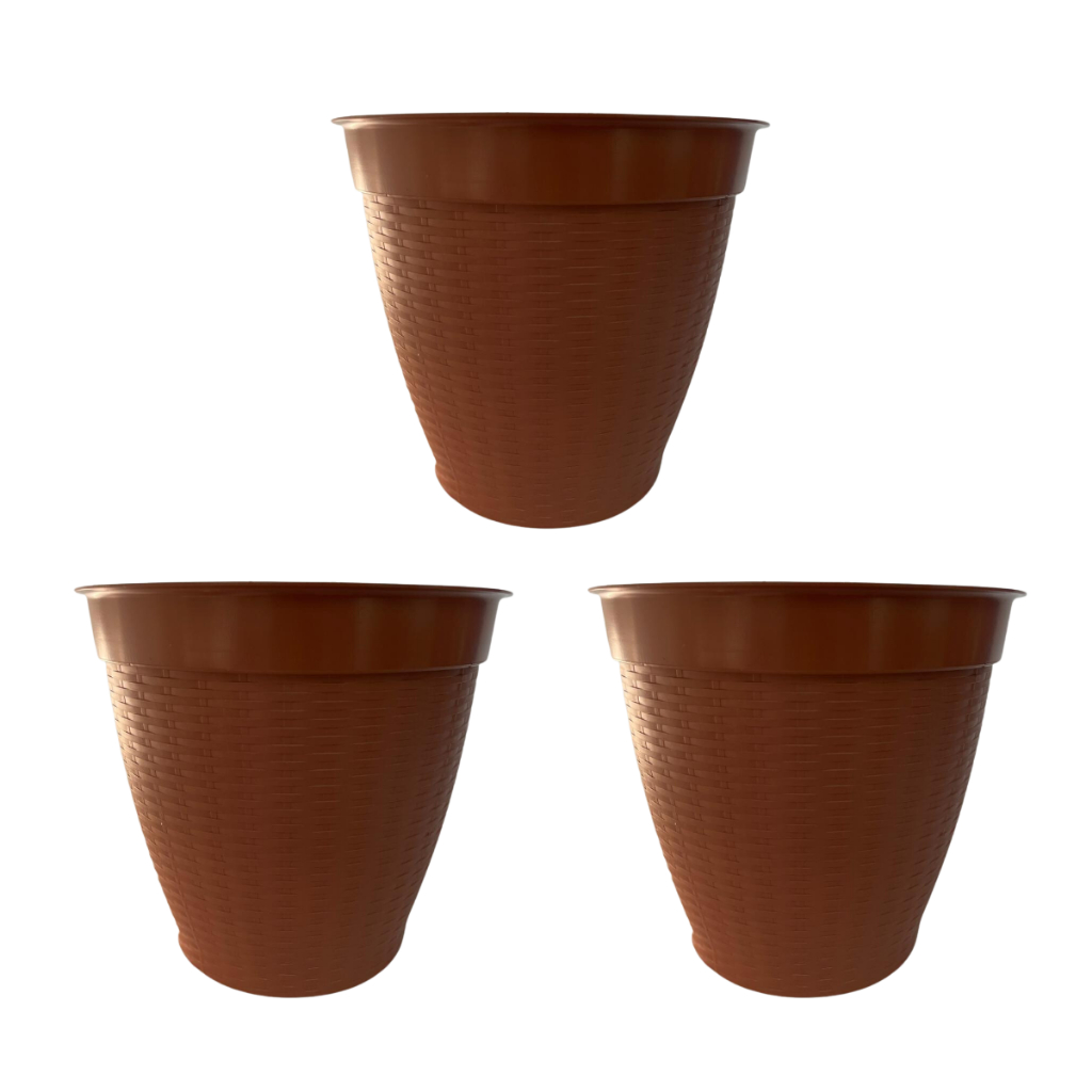 Kit 3 Vasos Rattan Redondo 30l Varias Cores Para Plantas
