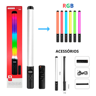 Bastão De Led Fotografia Controle Remoto Varias Cores Luz RGB