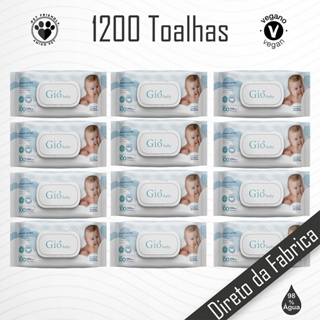 Caixa 12 Pacotes Lenço Umedecido 100 Folhas 20x13 cm - Gio Baby - Oferta Imperdivel Com Tamopa Flip Top