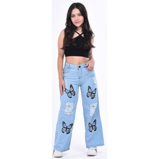 Calça Jeans Feminina Juvenil Cargo