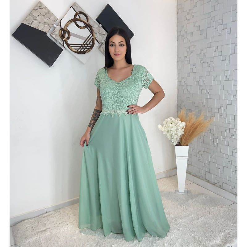 Vestido Longo com Manga de Renda na Black Friday 2025 | BuscaProdutos