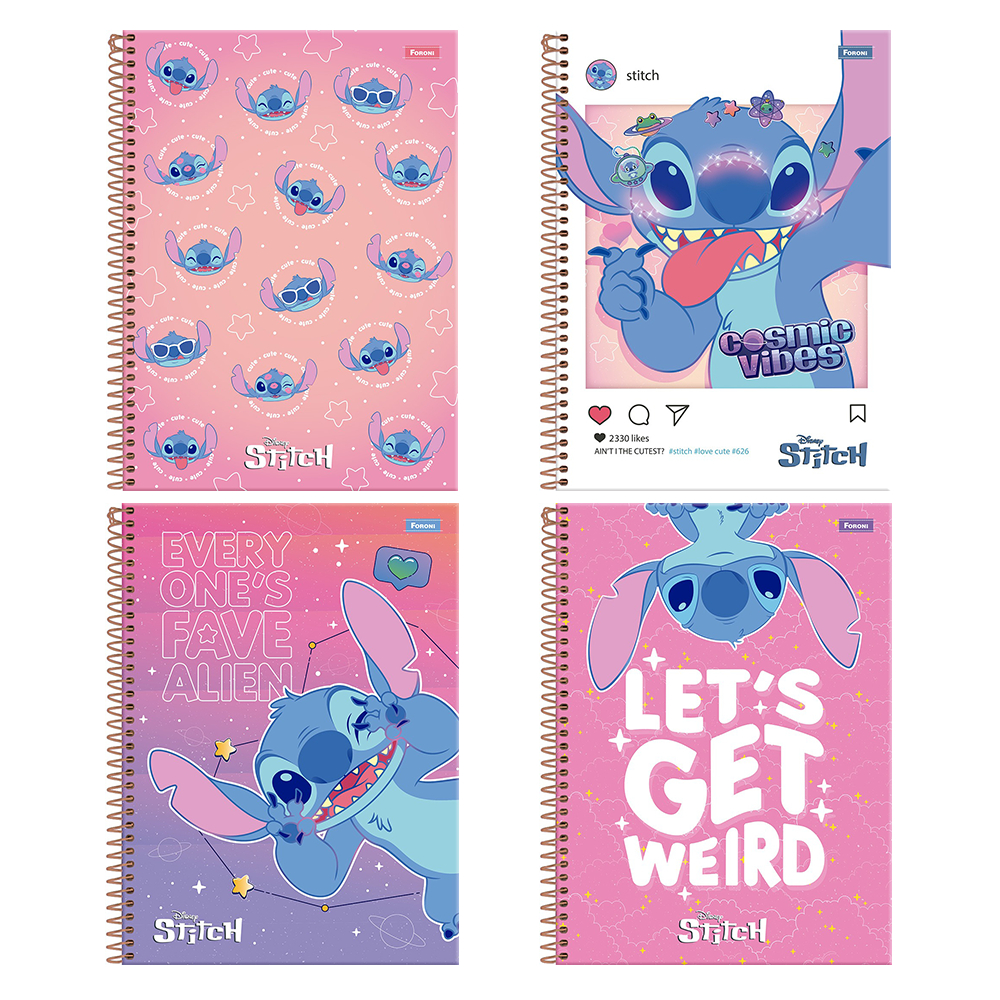 Caderno Espiral Univ Stitch Sorrindo 10Mat 160fls Foroni