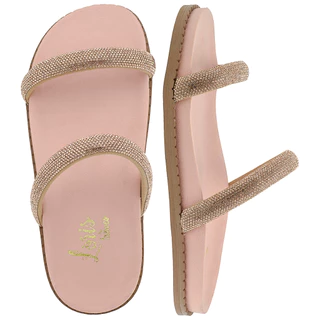 Sandália Feminina Papete Lóris Flat Brilho Strass Original Macia LEVISSÍMA!! 239-001