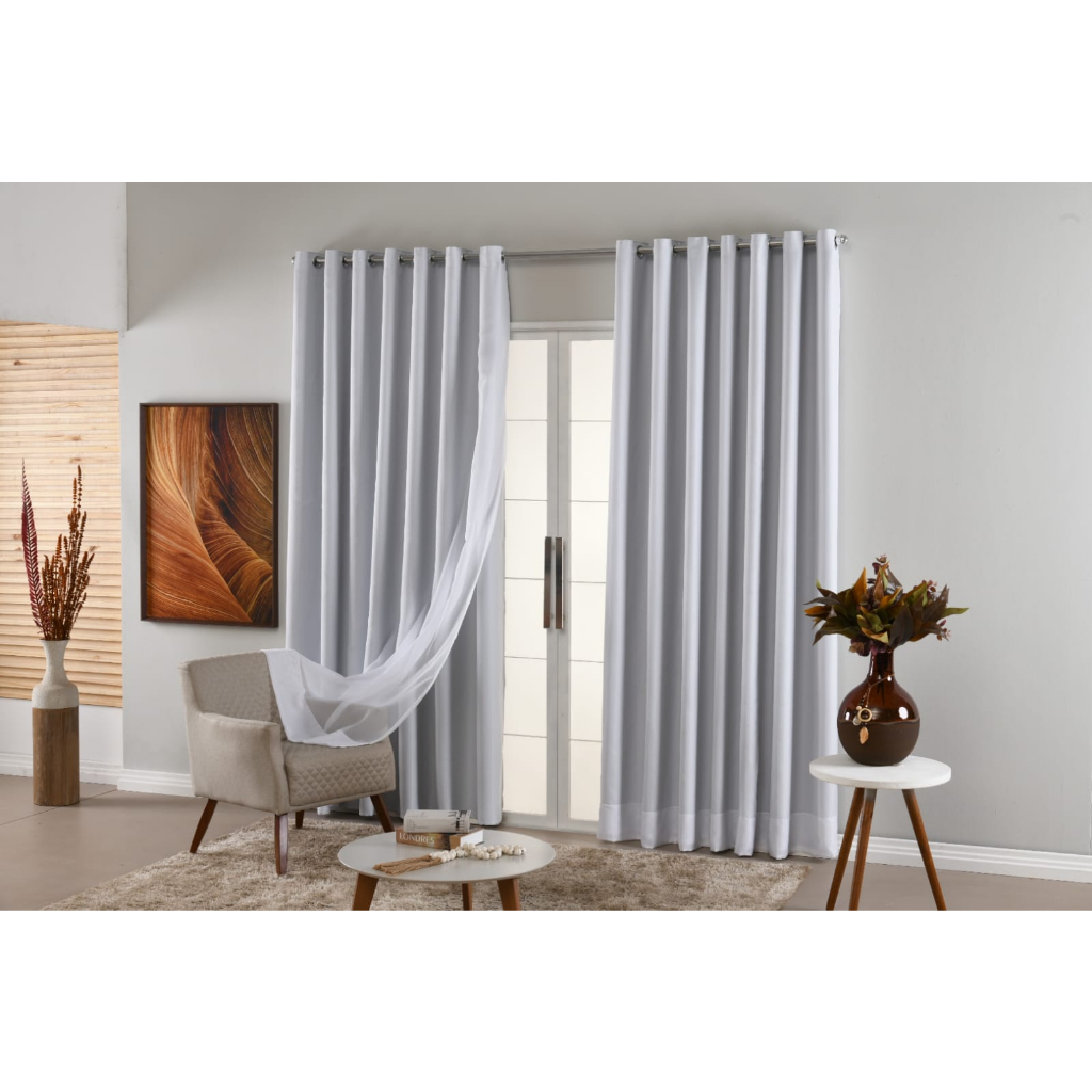 cortina blecaute tecido voil 3,00x2,30 sala/quarto blackout voal