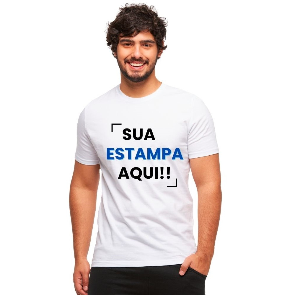 Camiseta Tradicional Gola Redonda Masculina Algodão Estampa Personalizada C4e