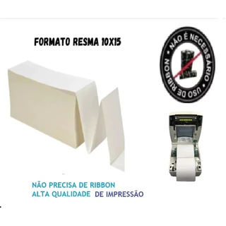 1000 Etiquetas 10x15 100x150 Térmica Adesiva Serrilha Não Usa Ribbon (Formato: RESMA)