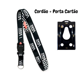 Kit Cordão Pescoço Fecho Engate Rápido Marca + Porta Crachá Preto e garra Jacaré