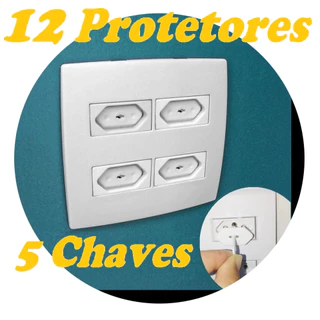 12 Protetores de Tomada + 5 Chavinhas Segurança Bebê em Oferta na Shopee