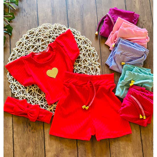 3 itens; 1 blusa + short + LAÇO | Roupa infantil de menina básica | SÓ COMPRE SE LER A DESCRIÇÃO POIS TEM TUDO EXPLICADO!!!!!!!!