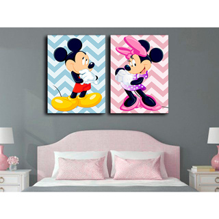 Kit 2 Placas Decorativas De MDF Para Decorar Casal Mickey e Minnie Mouse Disney Love 20x30