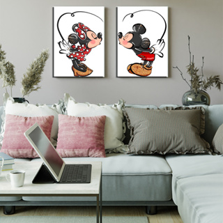 Kit Com 2 Placas Decorativas MDF Para Decorar Quarto Mickey e Minnie Amor Love 20x30