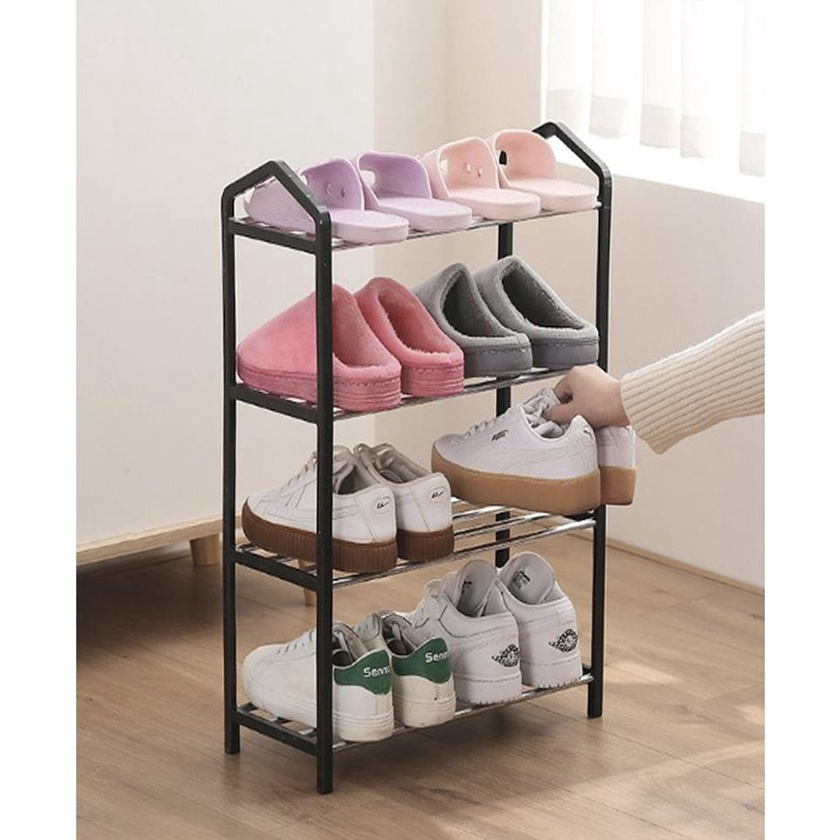 Sapateira 4 andares Organizador de Sapatos Tenis 8 Pares Desmontavel Movel Preto