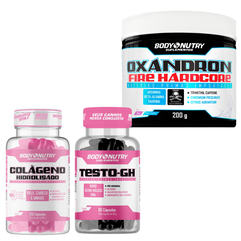 Testo GH Feminino + Termogenico Oxandron + Colágeno Hidrolisado MULHER ...