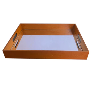 Bandeija Grande Espelhada Em Vidro Decoração 40x30x6,5CM Bandeja Verniz Café da Manha, Bar Bebidas