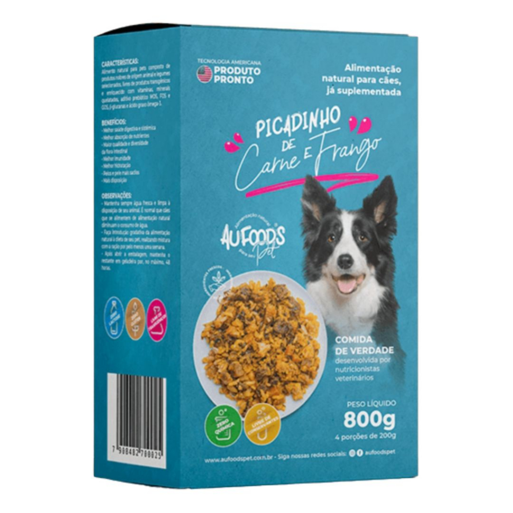 AUFOODS PET - ALIMENTAÇÃO NATURAL - PICADINHO DE CARNE E FRANGO 800G - 2KG