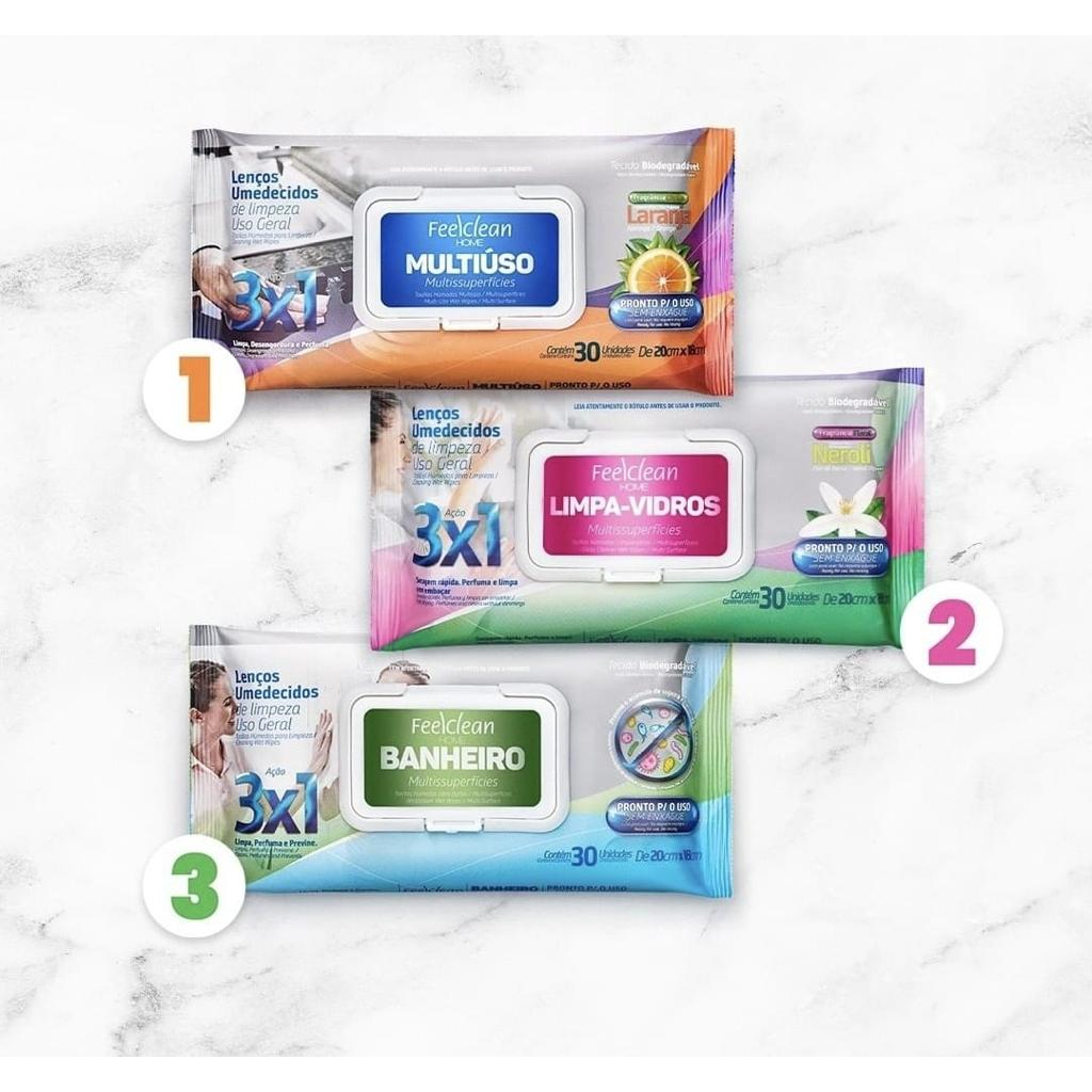 Lenço Umedecido de Limpeza FeelClean Home c/ 30 un.