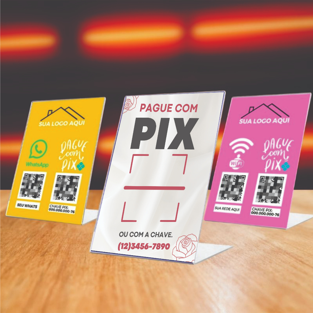 Placa Pix Pagamento QrCode De Mesa Balcão