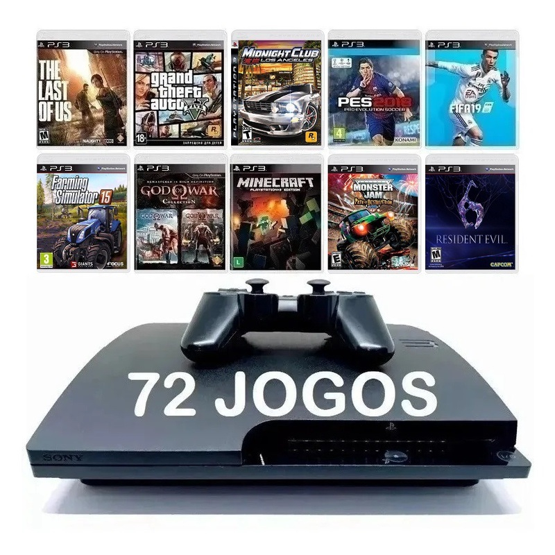 Ps3 Playstation 3 Com 72 Games Jogos Originais | Shopee Brasil