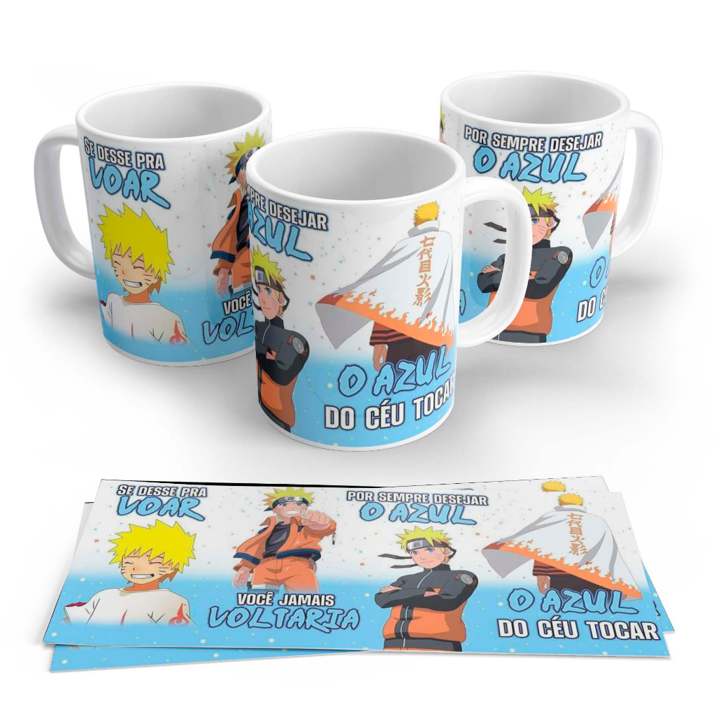 Caneca de Porcelana Naruto Letra Música Blue Bird Japonês