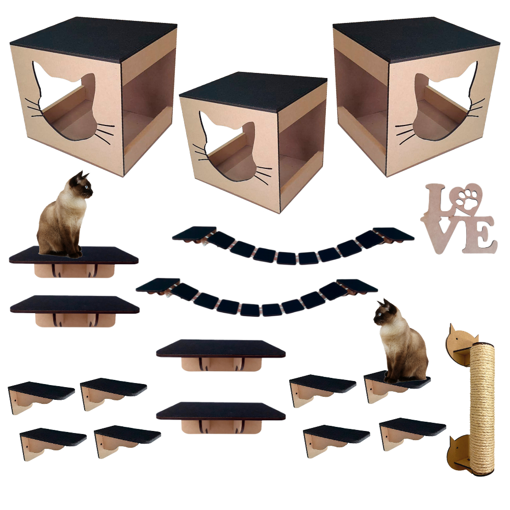 Playground Para Gato Parede Pe As Mdf Mm Montado Ponte Prateleira Degrau Nicho Grande