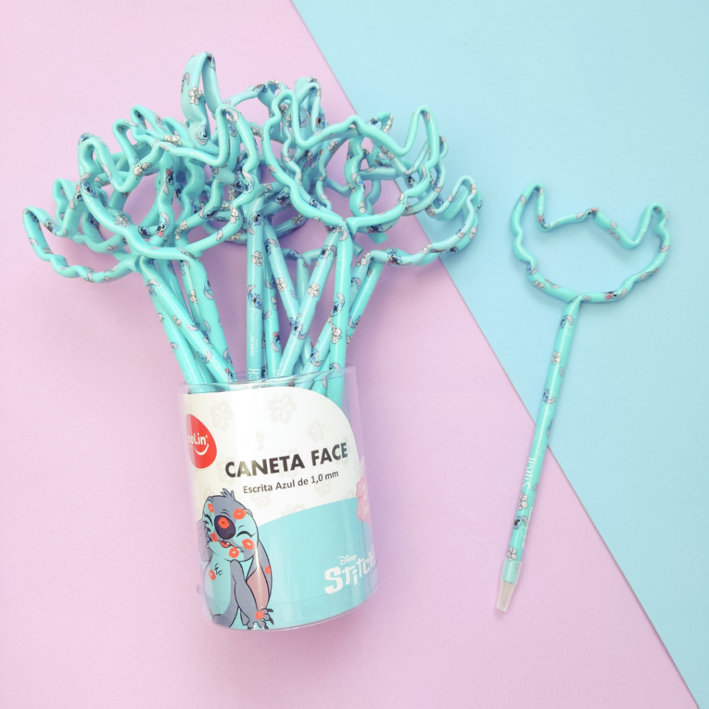 Caneta Esferográfica Face Stitch 1.0mm Molin/ Universo da Disney Cabeça Stitch - 1 Unidade