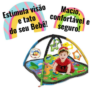Tapete Atividades Bebê com Mobile Lavável Estimula Visão Tato