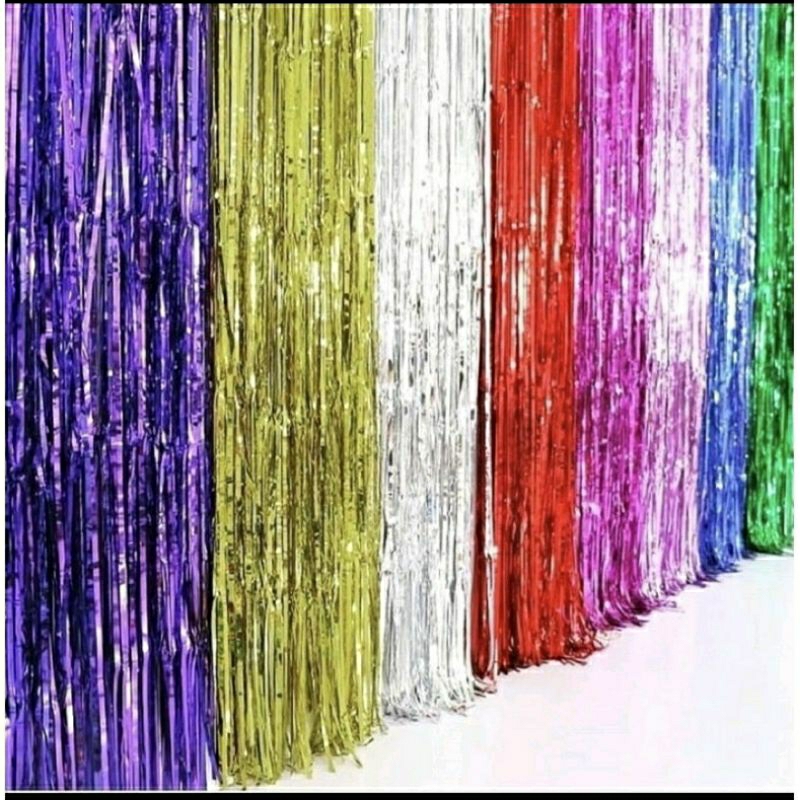 Cortina Metalizado para Festa 1mx2m painel decoração fita metalizada