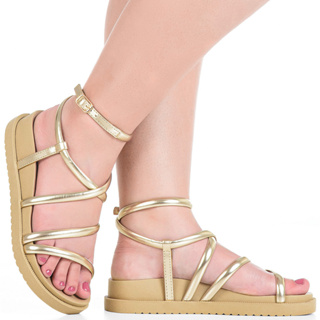 Sandália Feminina Rasteirinha Tamanco Papete Birken Flatform Tiras Metalizadas Original Brilho Gigil