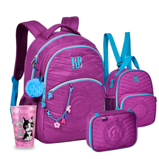 Mochila Rebecca Bonbon Soft Com Estojo 36 Elásticos E Lancheira Térmica Com Copo RB 550 Mls