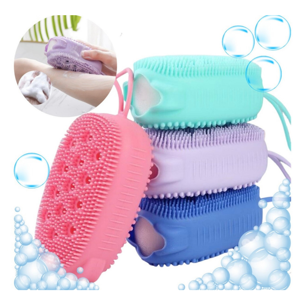 Bucha Para Banho Silicone Macia Esfoliar Corpo Costas Escova Bucha Esponja Escova De Banho Silicone Com Porta Sabonete