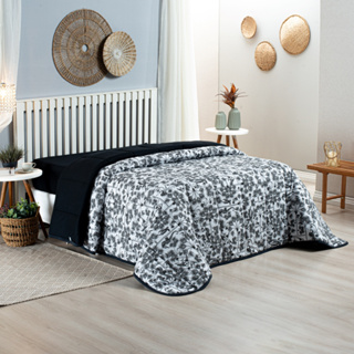 Edredom Dupla Face Com Viés Estampado Girassol Queen, Padrão, King 100% Algodão Promoção