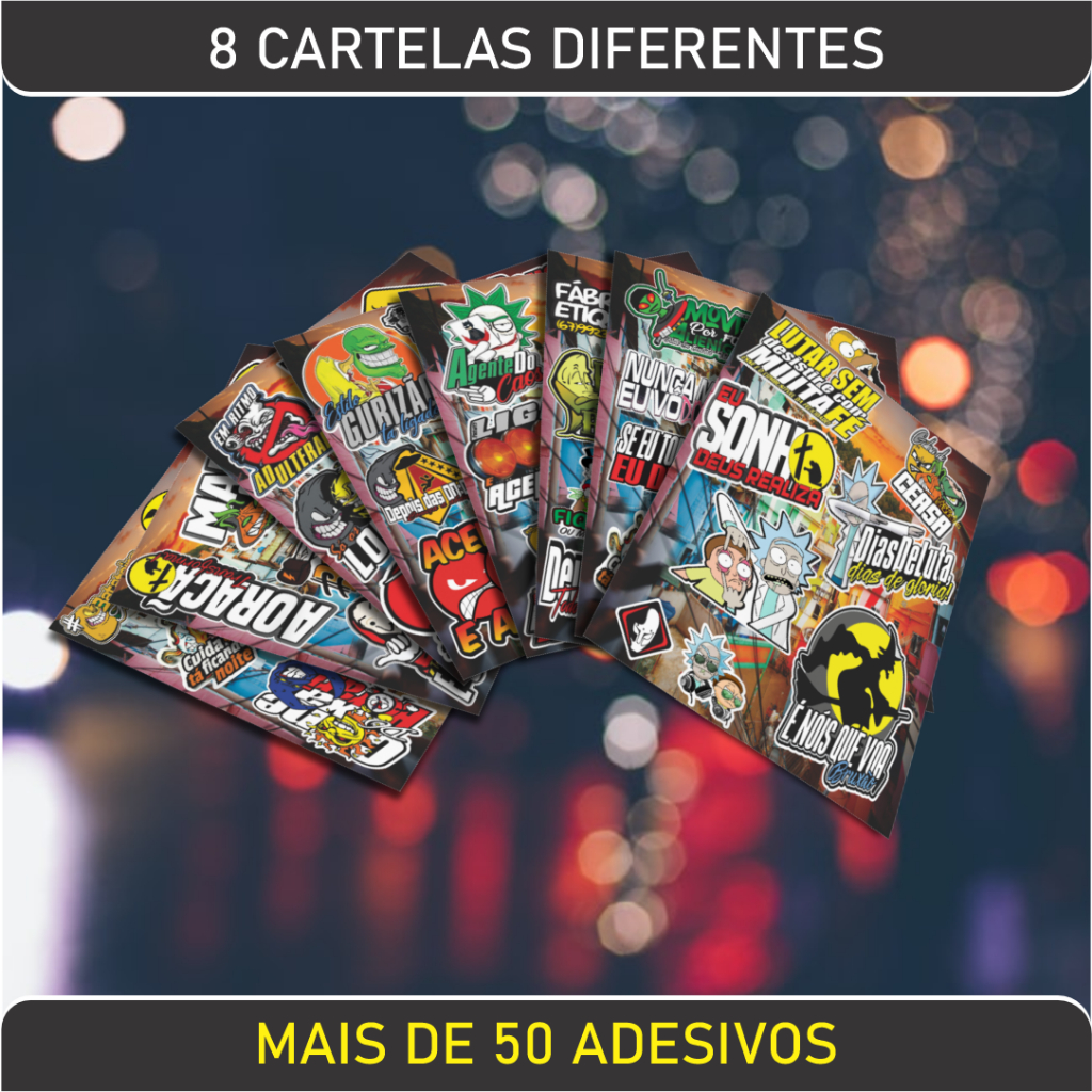 Kit 8 Cartelas Adesivos Carro Moto Caminhão Bike 110 Sticker Ferkautoparts  Peças e Acessórios Nacionais e Importados