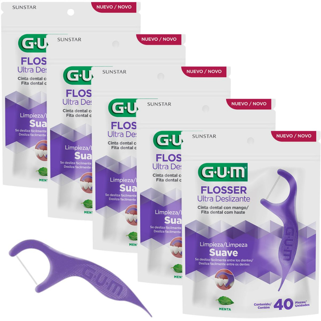 Flosser Ultra Deslizante Fita Dental Com Haste Sabor Menta 200 Unidades ...